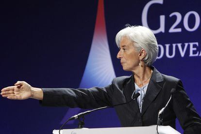 Christine Lagarde, directora del FMI, tras la cumbre del G-20 en Cannes.