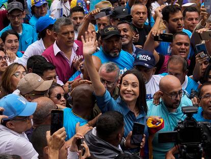María Corina Machado y sus seguidores en un acto en Caracas, la semana pasada.
