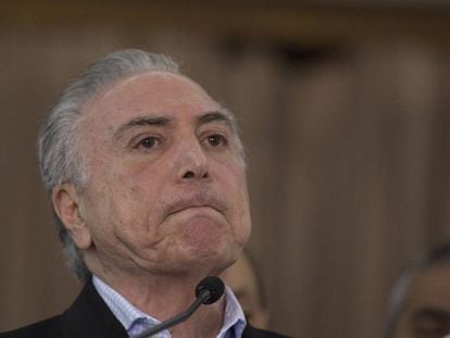 Temer, en una rueda de prensa en R&iacute;o de Janeiro, el domingo