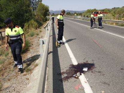 Vía de Tarragona en la que se produjo un atropello mortal de dos ciclistas el pasado 6 de agosto.