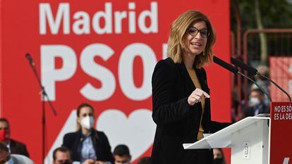 Hana Jalloul, en el cierre de campaña del PSOE en las elecciones de Madrid del 4-M.
