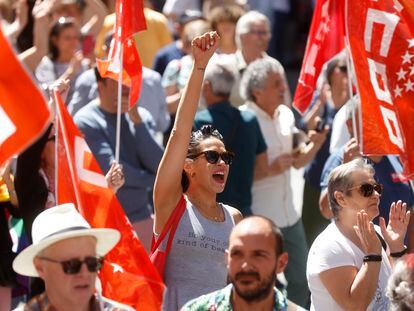 Manifestación para celebrar el Día Internacional del Trabajador convocada por UGT y CCOO el 1 de mayo pasado, en Madrid.