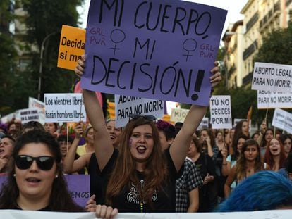 Manifestación en Madrid a favor del aborto, en septiembre de 2017.