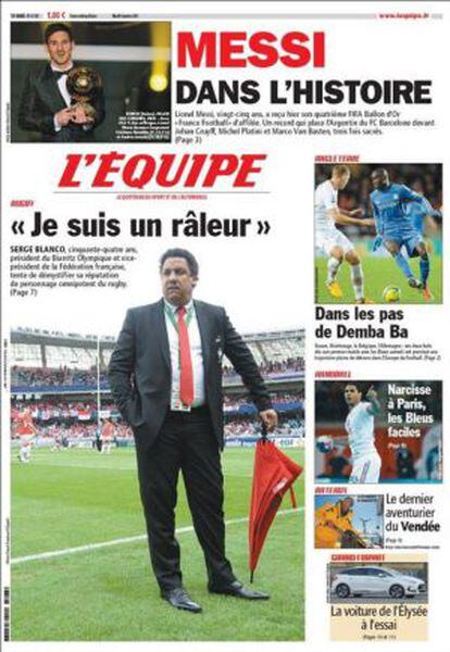 Portada del diario 'L'Equipe'