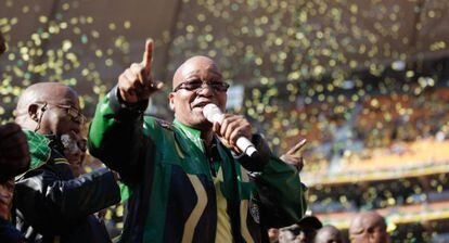 El presidente sudafricano, Jacob Zuma, en el Congreso Africano Nacional.