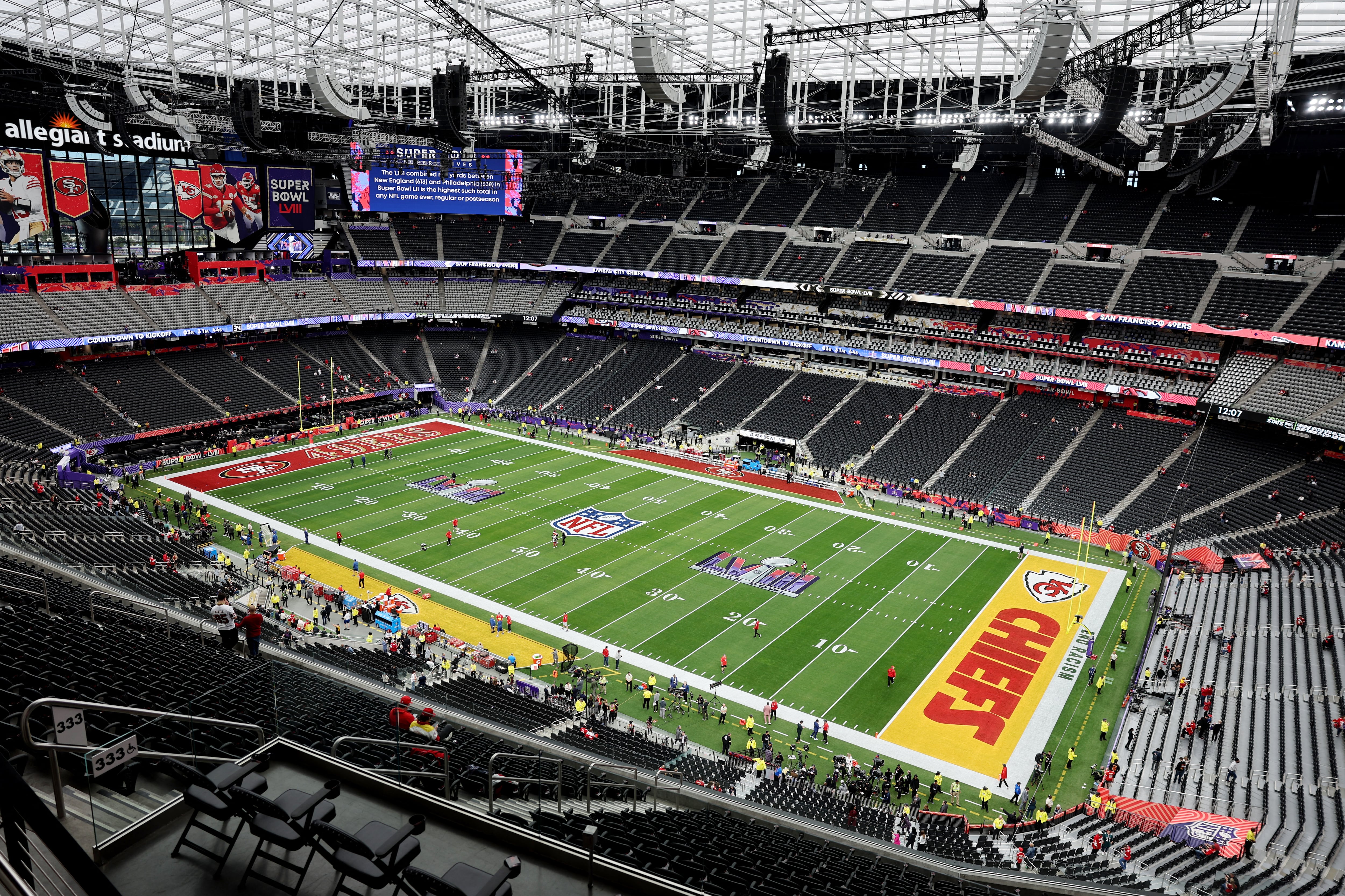 Football - NFL - Super Bowl LVIII - Kansas City Chiefs v San Francisco 49ers - Allegiant Stadium, Las Vegas, Nevada, United States - February 11, 2024 General view inside the stadium before the game REUTERS/Mike Blake