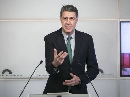 Xavier García Albiol, en una rueda de prensa en el Parlament.