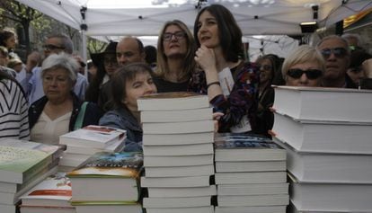 Libros el pasado Sant Jordi en Barcelona.