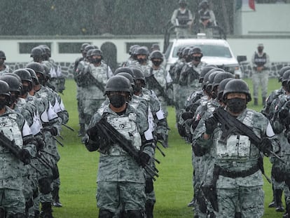 Integrantes de la Guardia Nacional en Ciudad de México, el 29 de junio.