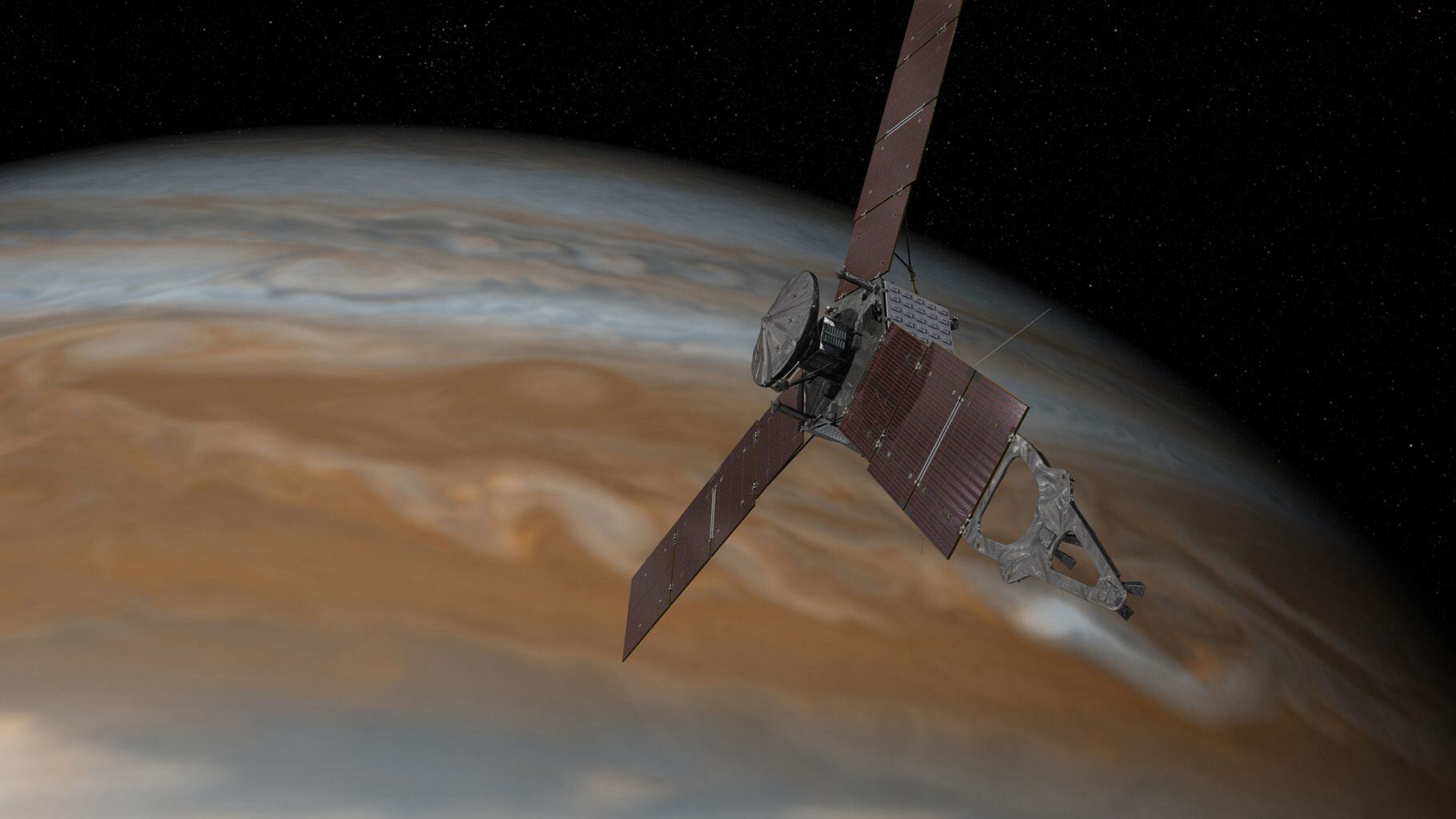 La sonda Juno, alrededor de Júpiter.