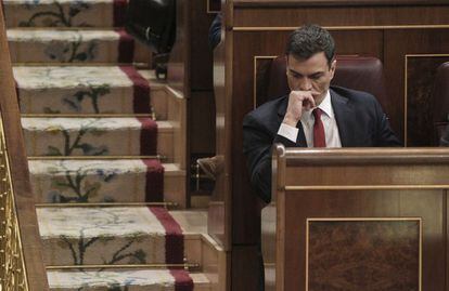 El líder del PSOE, Pedro Sánchez, en el Congreso.