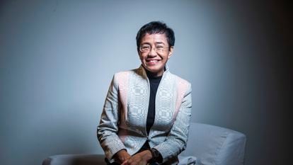 La periodista Maria Ressa, Nobel de La Paz en 2021, fotografiada en el Hotel de Las Letras de Madrid el 27 de febrero.