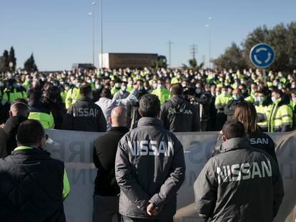 Protesta de los trabajadores de la planta de Nissan de la Zona Franca de Barcelona, la semana pasada.