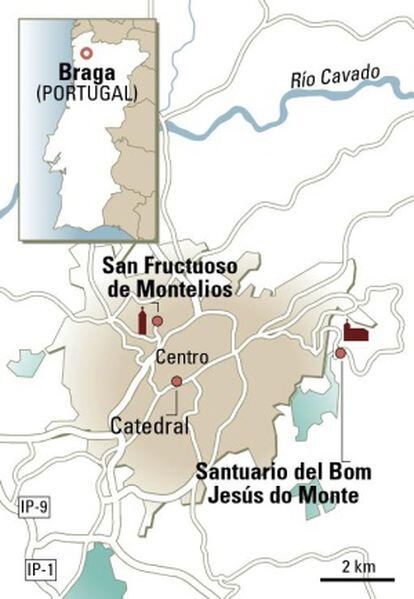 Mapa de Braga (Portugal).