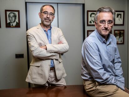 Borja Quintana (izquierda) y Antonio Planas, presidente de la Sociedad Madrileña de Anestesiología, Reanimación y Terapéutica del Dolor y secretario de la Sociedad Española de esta área, respectivamente.