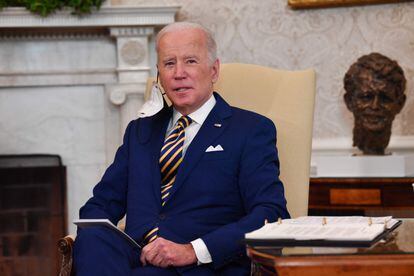 El presidente de Estados Unidos, Joe Biden, este lunes en el Despacho Oval.