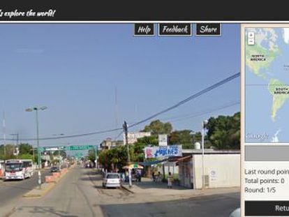 Pantalla del juego Geoguessr.