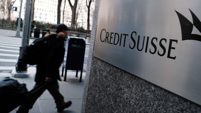 Oficina de Credit Suisse en Nueva York, este miércoles.