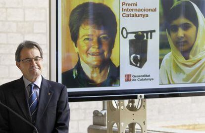 El presidente  Artur Mas, durante la rueda de prensa en la que ha anunciado las ganadoras del XXV Premio Internacional Catalunya.  