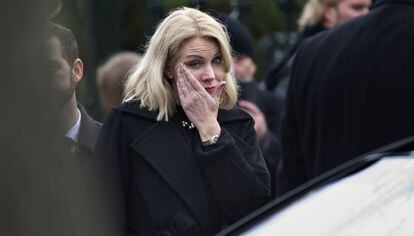 La primera ministra danesa, Helle Thorning-Schmidt, este miércoles en el funeral de una de las víctimas de los atentados de Copenhague.