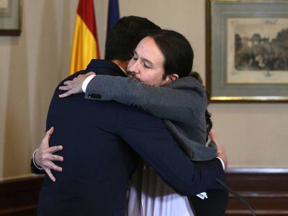 El acuerdo de Pedro Sánchez y Pablo Iglesias, en imágenes