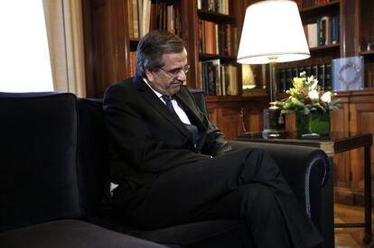 Andonis Samaras, primer ministro griego, ayer en Atenas.