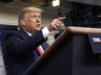 El presidente de Estados Unidos, Donald Trump, ayer, en rueda de prensa.