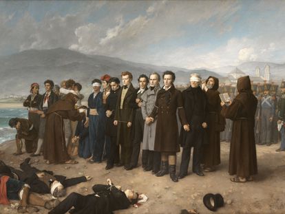 'Fusilamiento de Torrijos y sus compañeros en las playas de Málaga', de Antonio Gisbert Pérez. Madrid, Museo Nacional del Prado