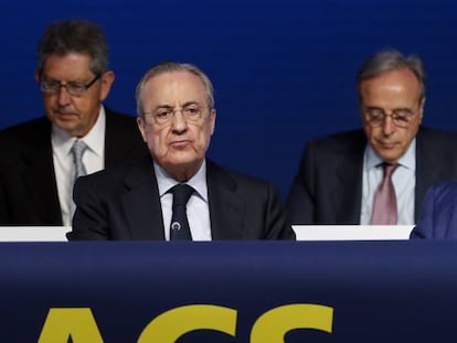 Florentino Pérez, presidente de ACS en una junta general de accionistas de la compañía