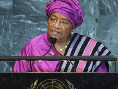 La presidenta de Liberia, Ellen Johnson Sirleaf, en la Asamblea General de la ONU el pasado 24 de septiembre.