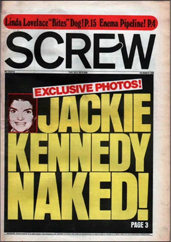 Portada de la revista 'Srew', de 1973, sobre las fotos de Jackie Kennedy.