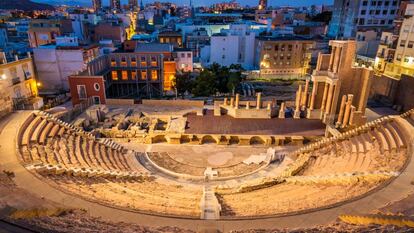 Panorámica del teatro romano de Cartagena (Murcia).