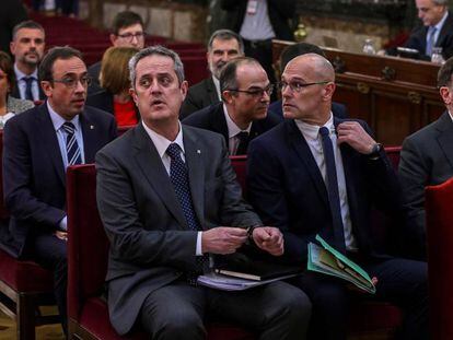 Dirigentes independentistas catalanes durante el juicio del procés celebrado en el Tribunal Supremo en 2019.