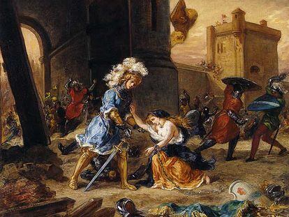 <i>Amadís de Gaula salva a la princesa Olga </i>(1860), óleo de Eugéne Delacroix.
Foto: Virginia Museum of Fine Arts
Portada de <i>Lisuarte de Grecia</i> (Sevilla, 1550).