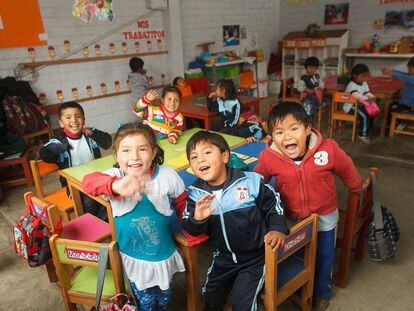 Ni&ntilde;os en escuela p&uacute;blica en Manchay, Pachacamac, un lugar con &iacute;ndices de extrema pobreza, a las afueras de Lima. 