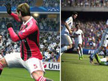 De izquierda a derecha, Cristiano Ronaldo recreado para PES y Messi en el juego FIFA.
