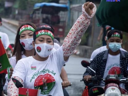 En campaña a favor de un partido Kachin en Myitchina-Kachin State-Myanmar