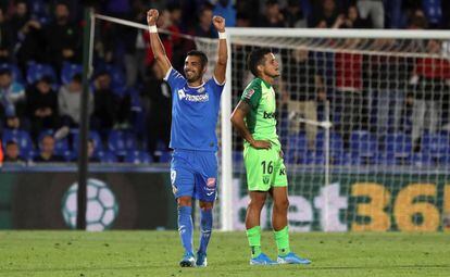 Ángel celebra uno de sus goles al Leganés.