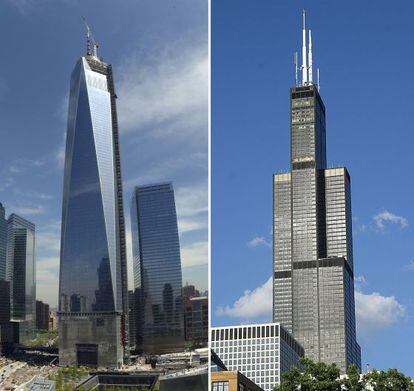 A la izquierda, el One World Trade Center, de Nueva York; a la derecha, la Torre Willis, en Chicago.