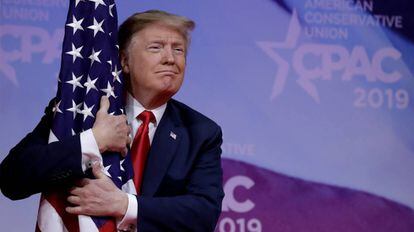 El presidente de EE UU, Donald Trump, durante la Conferencia de Acción Política Conservadora en Maryland, el pasado 2 de marzo.