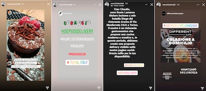 El Instagram de Claudio Marchisio promocionando a los restaurantes que hacen entregas.
