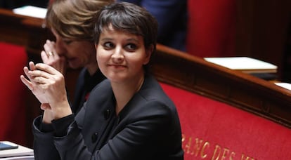 La ministra francesa de Educación, Najat Vallaud-Belkacem, este miércoles en la Asamblea Nacional en París.