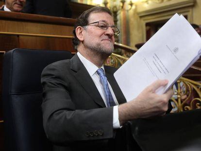 El presidente del Gobierno, Mariano Rajoy, en la sesión de control al Gobierno.