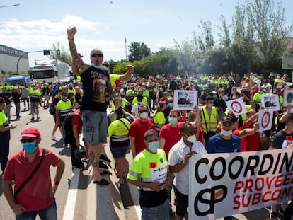 Protestas por el cierre de Nissan en Barcelona.