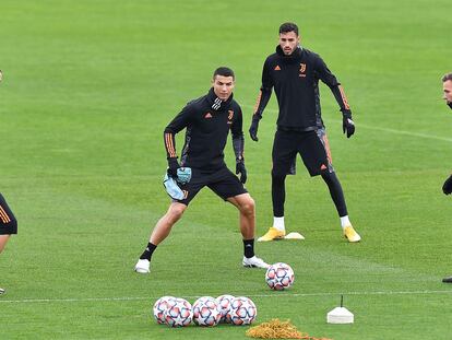 Cristiano durante el último entrenamiento de la Juventus.