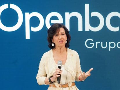 La presidenta de Banco Santander, el viernes, en el acto de Openbank.