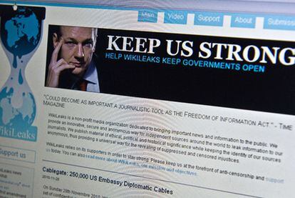 Imagen de la portada de la página web Wikileaks del viernes.