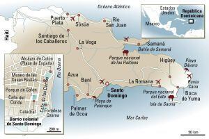 Mapa de Santo Domingo y República Dominicana.