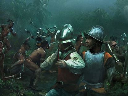 Boceto del videojuego 'Conquistadores'.