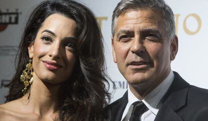 George Clooney y su Amal Alamuddin, hace dos semanas en Florencia.